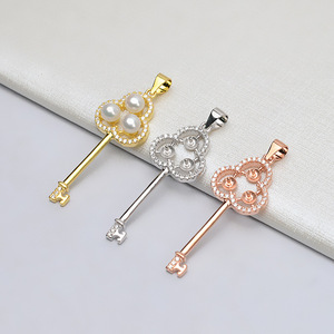 Pendentif en argent S925 avec 3 perles, 5-6 perles, accessoires féminins DIY, plateau vide, pendentif semi-clé avec plusieurs perles, perles en vrac - Product Image 1