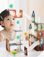 Blocs de construction magnétiques Onshine, circuit de billes en marbre, couleur naturelle, glissière, jouet éducatif STEM, enfants de 4 à 6 ans, ensembles ASTM CPC CE EN71