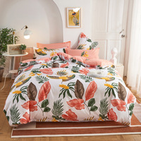 Ensemble de housse de couette 100% microfibre, ensemble de 4 pièces, housse de couette douce de couleur unie avec 2 taies d'oreiller, ensemble de literie en polyester