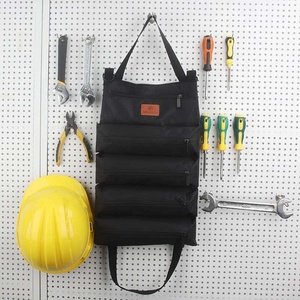 Canvas Tool Bag With 4 Zippered Pockets Foldable Portable Storage Simple Style Beige Color - Product Image 2
