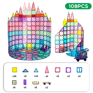 108件儿童益智玩具3D DIY磁铁积木套装儿童透明磁性积木瓷砖 - Product Image 3