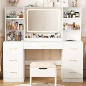 Table de Commode en Bois Personnalisable avec Miroir Lumineux à <span class=keywords><strong>LED</strong></span> Meubles de Maison pour Filles pour Chambre à Coucher ou École-<span class=keywords><strong>Amazon</strong></span> Personnalisé - Product Image 4