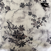 Tissu satiné sergé effet soie de luxe, imprimé numérique, motif léopard monochrome, matière fluide pour hijab et foulard de luxe de Dubaï