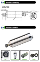 Kit de broche CNC électrique refroidie par air 2,2 kW avec moteur de broche haute fréquence et moteur à induction triphasé pour fraisage CNC