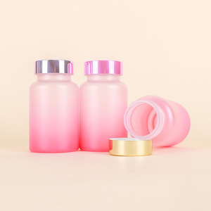 Pink Frosted High Quality Customized Capsule <b>Bottle</b> Pharmaceutical Packaging PET Plastic For Health Product With Screw Cap - Product Image 1