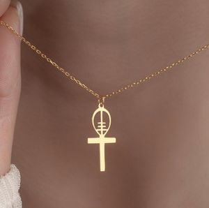 สร้อยคอสัญลักษณ์ออดินครา อิมานี สไตล์มินิมอล ชุบทอง 18k ทำจากสแตนเลสสตีล 316L จี้แฟชั่นสัญลักษณ์แห่งศรัทธาควันซา สำหรับผู้หญิง - Product Image 4