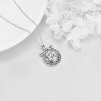 Nouveau Design Cheval Bijoux 925 Sterling Silver Rhodium Plaqué Animal Fer À Cheval Lariat Collier