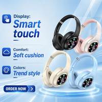 Casque pliable avec écran LED numérique, batterie 40H, connexion 3 voies (BT/TF/Filaire), portée 10M