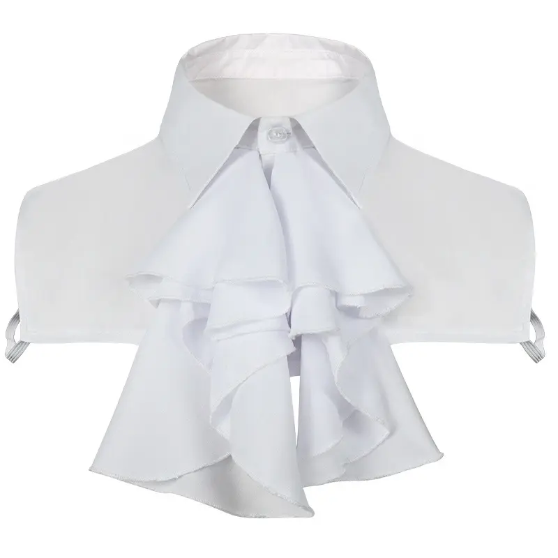 Forro retro francés, cuello de muñeca bordado, ropa de hombre de la Edad Media, encaje, cuello blanco, flor