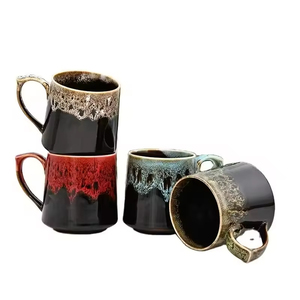 แก้วกาแฟเซรามิกทำมือเคลือบเงาขนาด 350 มล. ดีไซน์สร้างสรรค์ใหม่ พร้อมหูจับขนาดใหญ่ ใช้กับไมโครเวฟได้ นำกลับมาใช้ใหม่ได้ สกรีนโลโก้ได้ - Product Image 2
