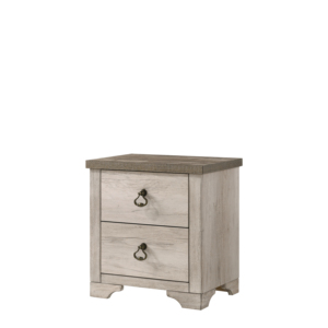 Cottage Style 2 <b>Drawer</b> Nightstand Driftwood Finish Weathered Brown Top Ring Pull Traditional <b>Storage</b> <b>Drawers</b> - Product Image 1