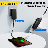 ESSAGER-Cargador rápido de pared Gan para teléfono portátil tipo C PPS PD 65W con batería inalámbrica de 5000 Mah + cable USB de 20W