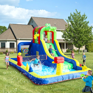 Comercial niños fiesta húmedo seco inflable Casa de rebote tobogán de agua gorila Combo con <span class=keywords><strong>piscina</strong></span> de salpicaduras, escalada, soplador, cesta, Diana - Product Image 1
