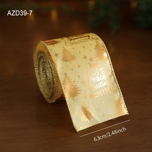 Pita Natal Glitter Bahan Kain Bronzing Pita Dekoratif untuk Pohon Natal Kotak Hadiah Ikat Anyaman - Product Image 6