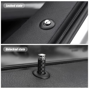 4 buah serat karbon kunci pintu mobil Pin penutup Interior Otomatis kendaraan pintu tarik kenop dekoratif Aksesori Mobil - Product Image 3