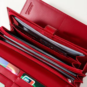 <span class=keywords><strong>Portafoglio</strong></span> Lungo da <span class=keywords><strong>Donna</strong></span> in Vera Pelle con Blocco RFID, Nuovo Design <span class=keywords><strong>Rosso</strong></span> Vintage, con Scomparti per Carte e Fermasoldi - Product Image 3