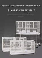 Cage en métal à trois niveaux avec support, plateau amovible, conteneur alimentaire en acier inoxydable, Cage empilable pour oiseaux et pigeons