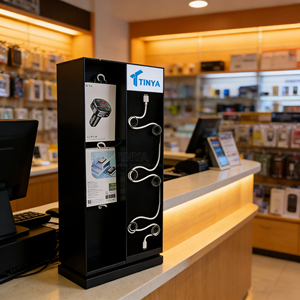 Présentoir rotatif en acrylique pour accessoires de téléphone (adaptateurs, chargeurs) – Support en plexiglas pour comptoir de magasin - Product Image 1