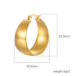 High End Jewelry Female Charm <b>Fine</b> Gold Plated Stainless Steel Luxury Hoop <b>Earrings</b> for Women - Product Image 5