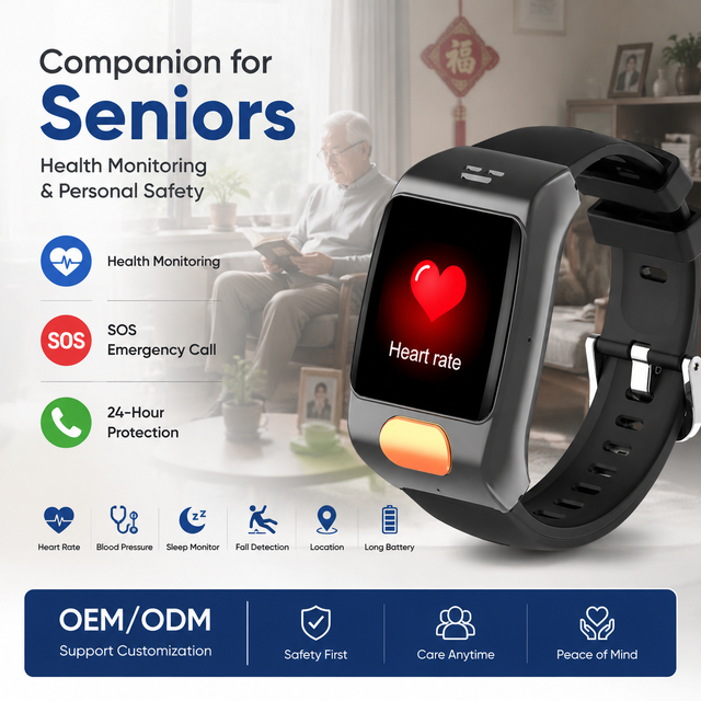 4G LTE Elderly Watch with Built-in Speaker & Mic - SOS, GPS Tracking & Health Monitoring