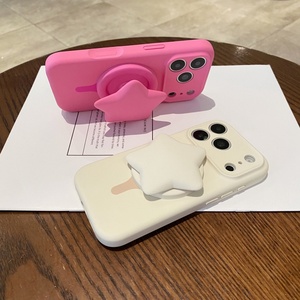 Advanced Liquid Silicone Magnetic <b>Phone</b> Case for iPhone 17 16 Pro Max With Five Pointed Star Telescopic Stand Shockproof Cover - Product Image 5