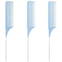 Peigne à cheveux professionnel en acier à dents fines, résistant aux hautes températures, antistatique, avec manche en bambou, pour teinture et mèches.