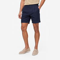Shorts ajustés en coton extensible pour hommes, à double pli, avec fermeture boutonnée, ajusteurs latéraux, sans ceinture, style décontracté chic, vente en gros