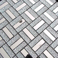 Miroir en mosaïque de verre décoratif de style Art déco populaire, forme carrée, résistant à l'eau, garantie 1 an, installation facile