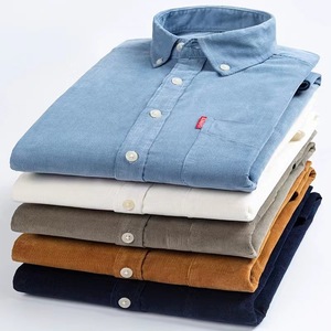 Camisa de Pana de Color Sólido Retro Casual de Negocios para Hombre ChenYue, Nueva, de Manga Larga, con Botones, 100% Algodón para la Temporada de Primavera - Product Image 6