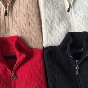 Suéter de punto trenzado de lana y cachemira de alta calidad con media cremallera, para hombre y mujer, invierno, con bordado 1:1 de potro, escanea el código. - Product Image 4