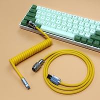 Jmax – câble spiralé enroulé à Double manchon en alliage de Zinc PU rvb pour clavier mécanique de jeu avec aviateur métallique détachable