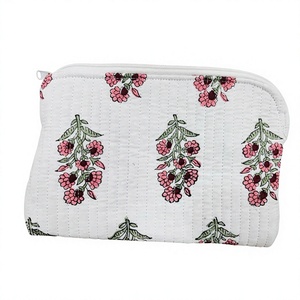 Handmade Cotton <b>Block</b> Print Toiletry Bag Makeup Bag Travel bag Make up Flat Pouch, Mix And Match Bag Boho Quilted Pouch - Product Image 1
