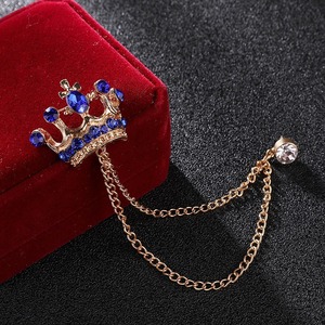 Broche Vintage <span class=keywords><strong>de</strong></span> Corona Real con Borla <span class=keywords><strong>de</strong></span> Circonita Cúbica Brillante y Cadena, Insignias Metálicas, Broches <span class=keywords><strong>de</strong></span> Moda para Hombres, Traje <span class=keywords><strong>de</strong></span> Boda, Esmoquin - Product Image 4