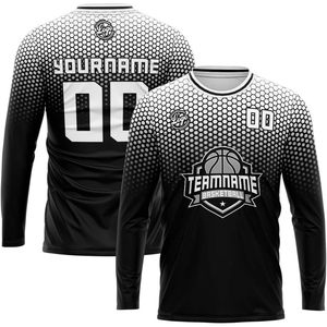 Camiseta de Baloncesto Personalizada de Manga Larga, Sublimada, Absorbente de Humedad, Unisex, Cuello Redondo, Nombre del Equipo, Ropa de Baloncesto - Product Image 1