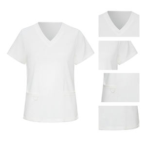 Uniforme Médico <span class=keywords><strong>de</strong></span> <span class=keywords><strong>Enfermera</strong></span> Blanco Puro <span class=keywords><strong>de</strong></span> Diseño Minimalista, Uniforme <span class=keywords><strong>de</strong></span> Hospital al por Mayor a Bajo <span class=keywords><strong>Precio</strong></span>, <span class=keywords><strong>Bata</strong></span> Quirúrgica Lavable - Product Image 2