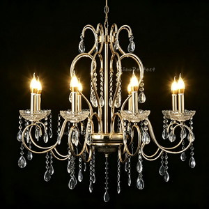 Lustre de luxe en cristal doré à plusieurs niveaux, style bougie, pour décoration de salle de mariage et de banquet, lampe suspendue pour événements - Product Image 4