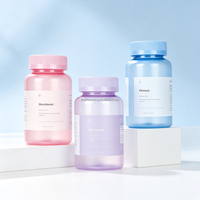 Flacon vide en plastique PET coloré pour compléments alimentaires, pilules, capsules, vitamines, avec bouchon à vis, logo personnalisé pour les soins de santé
