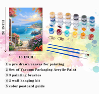 Kit de Peinture par Numéros Personnalisé en Gros, Toile Multi-Tailles Faite à la Main avec Contour Clair et Loupe, Peinture Comestible