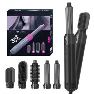 5 In 1 Heteluchtborstel Zwart One Step Hair Styling Tool Magie Haarkrullen En Haar Rechttrekken Gereedschap WT-618 Heteluchtstyler