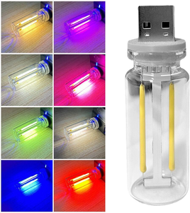 Lampe de nuit USB créative, base en céramique, bouteille en verre, lampe tactile avec lumière chaude pour la décoration de la maison, du bureau et de la voiture - Product Image 3