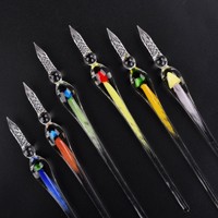 Stylo Plume en Verre Fait Main de Haute Qualité, Style Vintage, Motif Méduse, pour Calligraphie, Écriture et Dessin, Idéal pour Cadeau de Fêtes