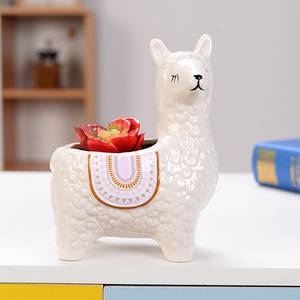 Pots de fleurs en céramique Alpaca mignons de 6 pouces pour la décoration intérieure, le jardin et les plantes succulentes et cactus - Idéal pour le dropshipping - Product Image 2