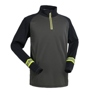Chemise de travail pour homme en piqué de polyester et coton, col zippé 1/4, manches longues, avec poignets réfléchissants, logo personnalisé, OEM