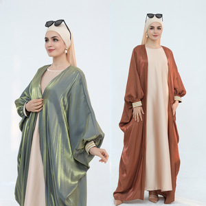 Abaya Aperta Lucida da Donna, Nuovo <span class=keywords><strong>Abbigliamento</strong></span> Islamico Estivo di Dubai, Abaya Modesta Tradizionale Turca, <span class=keywords><strong>Abbigliamento</strong></span> Musulmano - Product Image 2