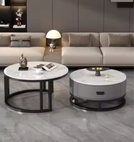 Table basse en pierre pour salon, style luxe léger, simple, nouvelle, minimaliste, combinaison de marbre, table à thé