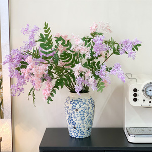 Fleurs artificielles Qingyu Chronicle, fleurs de locustes blanches, roses, violettes claires, fleurs en soie, décorations de mariage et de maison - Product Image 4