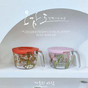 Mug à lait élégant et moderne en verre borosilicate à motif floral, qualité alimentaire, compatible lave-vaisselle et micro-ondes, pour la cuisson et le service - Product Image 1