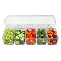 Vente en gros : Distributeur de condiments réfrigéré avec 4 compartiments séparés, refroidi par glace, incluant un plateau et des couvercles