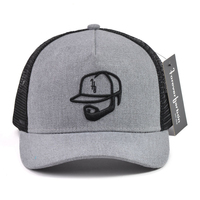 Gorras de Béisbol Personalizadas con Logotipo Bordado, 5 Paneles, Color Gris para Hombre, Gorras Trucker de Malla