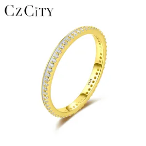 Czcity Zirconia Zilveren Bruiloft Knuckle Ring Witte Verf Lijn Eenvoudige Vrouwen Vinger Ringen